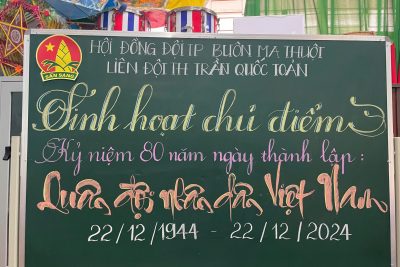 Trường TH Trần Quốc Toản tổ chức sinh hoạt chủ điểm tháng 12/2022. Kỷ niệm 80 năm ngày thành lập Quân đội nhân dân Việt Nam(22/12/1944 -22/12/2024)